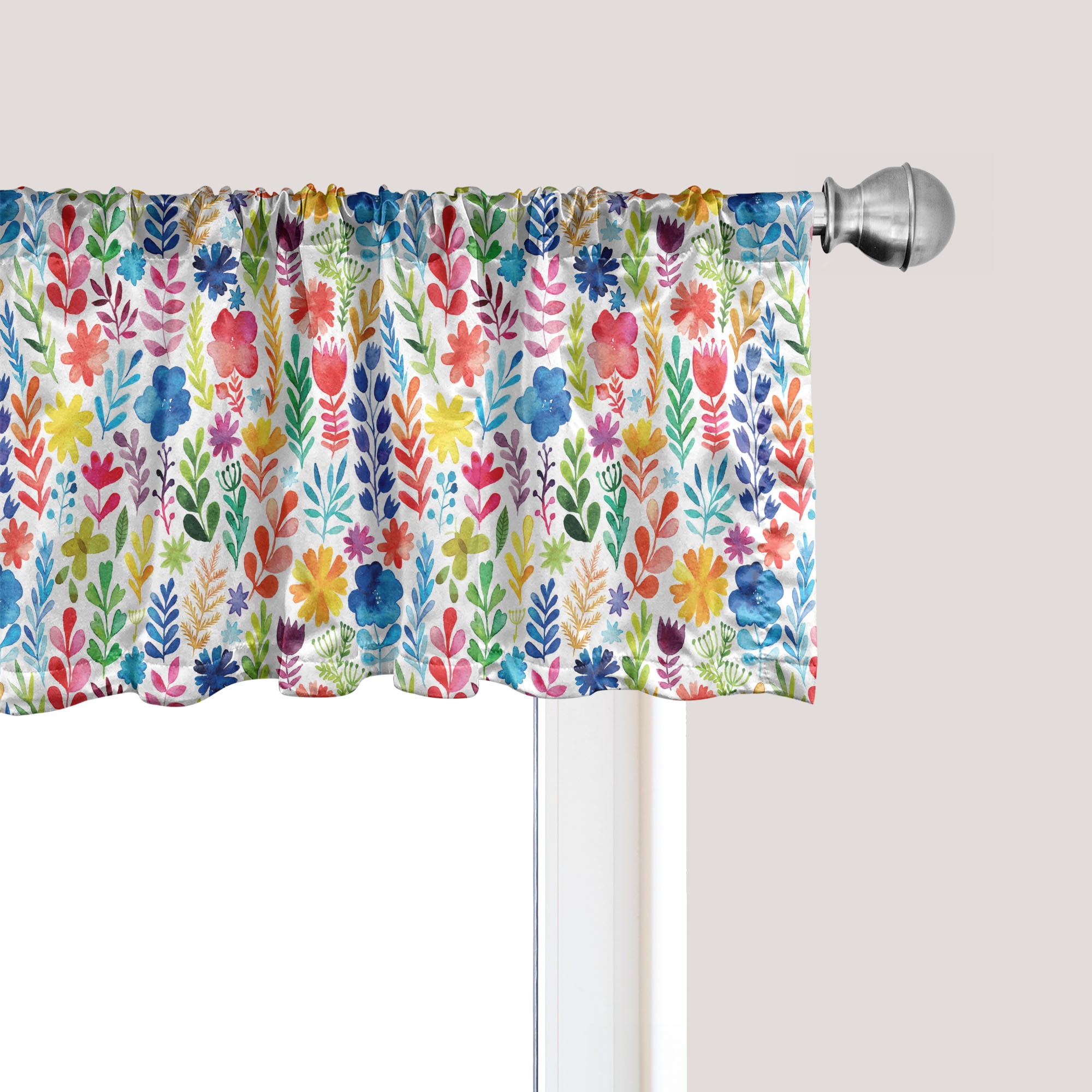 Multicolor Floral Satin 54'' Window Valance with Rod Pocket