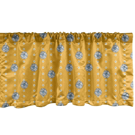 Ambesonne Floral Window Valance, Vertical Lines Consisting of Flowers on Pastel Background, Curtain Valance for Kitchen Bedroom Decor with Rod Pocket, 54" X 12", Marigold Sky Blue