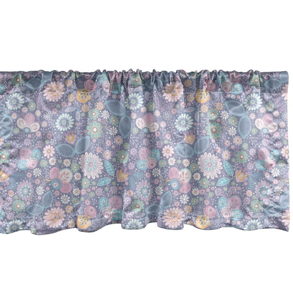 Ambesonne Floral Window Valance, Victorian Botanical Flowers, 54" X 12", Multicolor