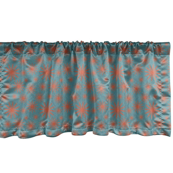 Ambesonne Floral Window Valance, Vintage 50s Inspired, 54" X 18", Petrol Blue Dark Coral