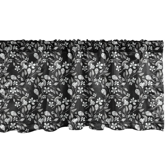 Ambesonne Floral Window Valance, Vintage Blossoming Flowers Composition Botanical Artwork, Curtain Valance for Kitchen Bedroom Decor with Rod Pocket, 54" X 18", Grey Multicolor