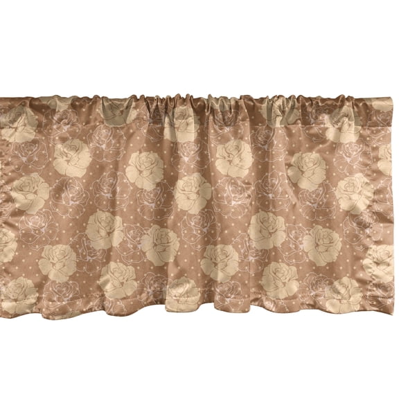 Ambesonne Floral Window Valance, Vintage Design Roses on a Background of Polka Dots, Curtain Valance for Kitchen Bedroom Decor with Rod Pocket, 54" X 12", Persian Orange Peach