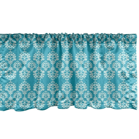 Ambesonne Floral Window Valance, Vintage Folkloric Petals Art, 42" x 12", Sky Blue and Coconut