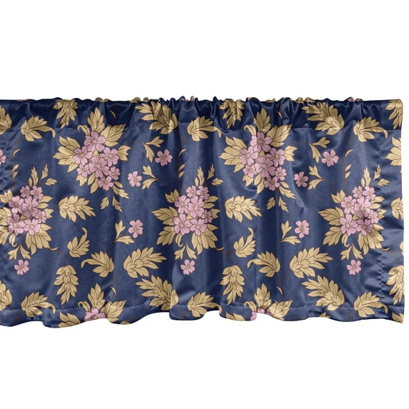 Ambesonne Floral Window Valance, Vintage Garden Blossoms, 42" x 12", Lavender Brown