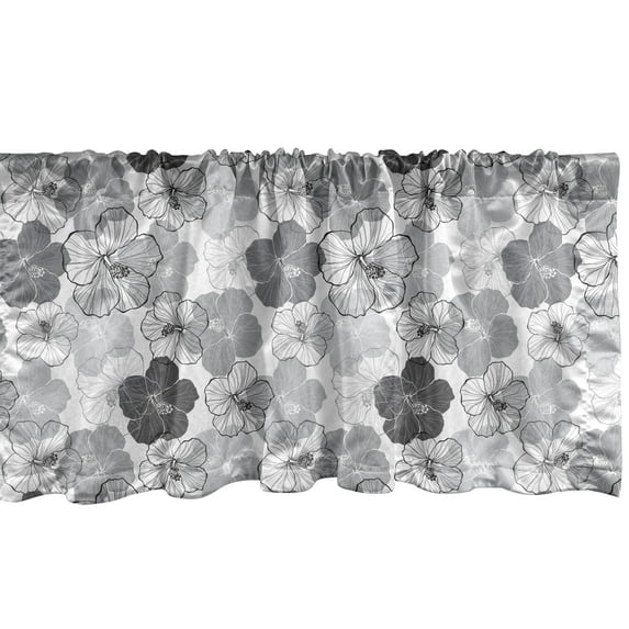 Ambesonne Floral Window Valance, Vintage Hibiscus Flowers, 42" x 12", Purpleblue Pale Taupe