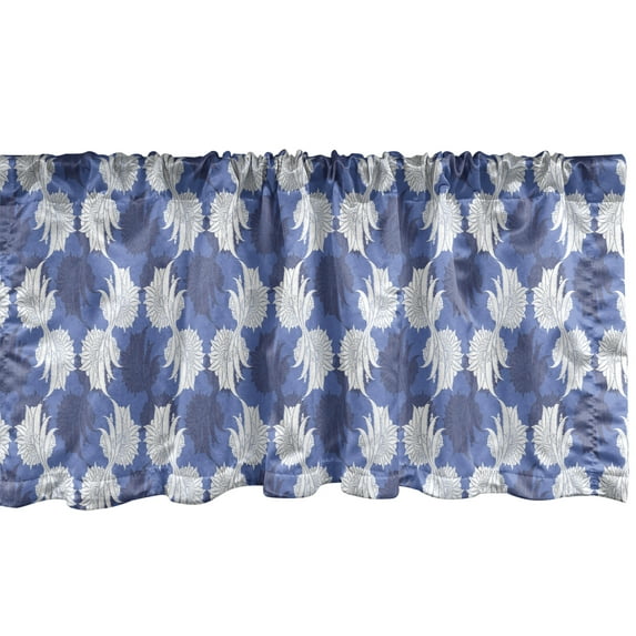 Ambesonne Floral Window Valance, Vintage Oriental Botanical Motif with Eastern Art Flowers, Curtain Valance for Kitchen Bedroom Decor with Rod Pocket, 54" X 12", Ceil Blue Indigo