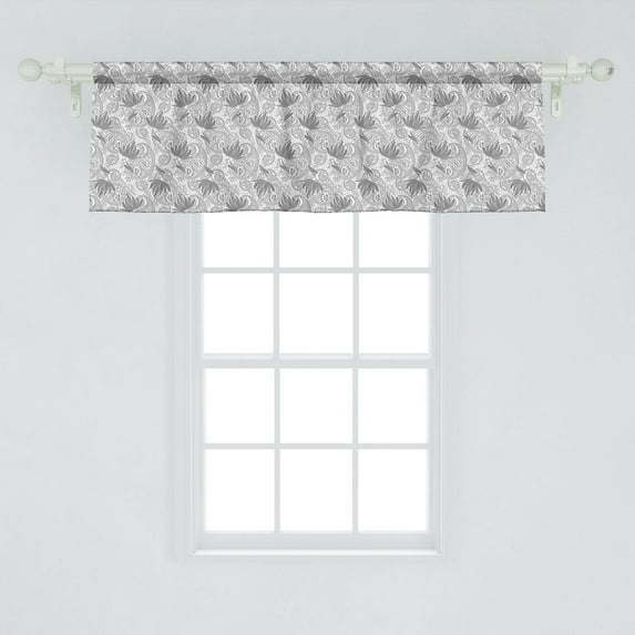 Ambesonne Floral Window Valance, Vintage Paisley in Neutral Tones Jumble Botanical Ornamental Graphic, Curtain Valance for Kitchen Bedroom Decor with Rod Pocket, 54" X 18", Grey and White