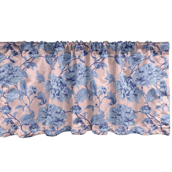 Ambesonne Floral Window Valance, Vintage Rose Bouquets Motif, 54" X 18", Lavender Blue and Blush