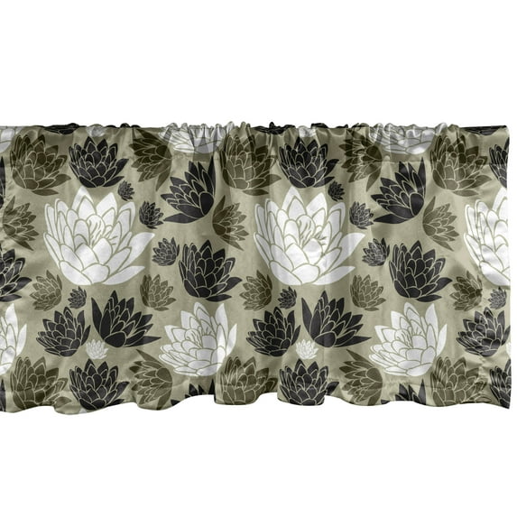 Ambesonne Floral Window Valance, Vintage Style Flower Pattern Antique Deco Theme Print, Curtain Valance for Kitchen Bedroom Decor with Rod Pocket, 54" X 12", Army Green Multicolor