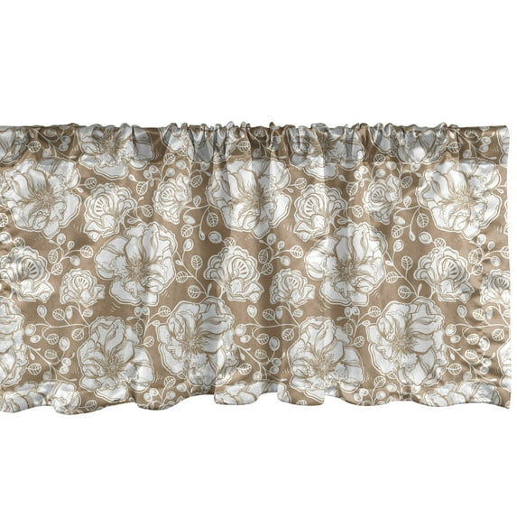 Ambesonne Floral Window Valance, Vintage Tender Flora, 54" X 18", Camel White