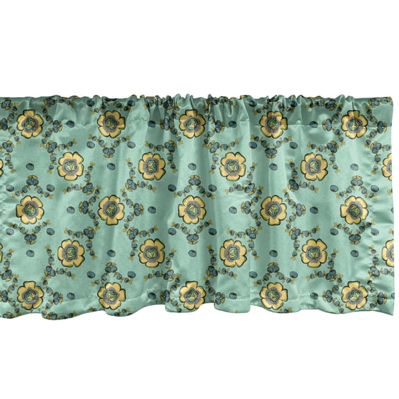 Ambesonne Floral Window Valance, Vintage Twigs and Berries, 42" x 12", Almond Green