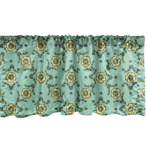 Ambesonne Floral Window Valance, Vintage Twigs and Berries, 42" x 18", Almond Green