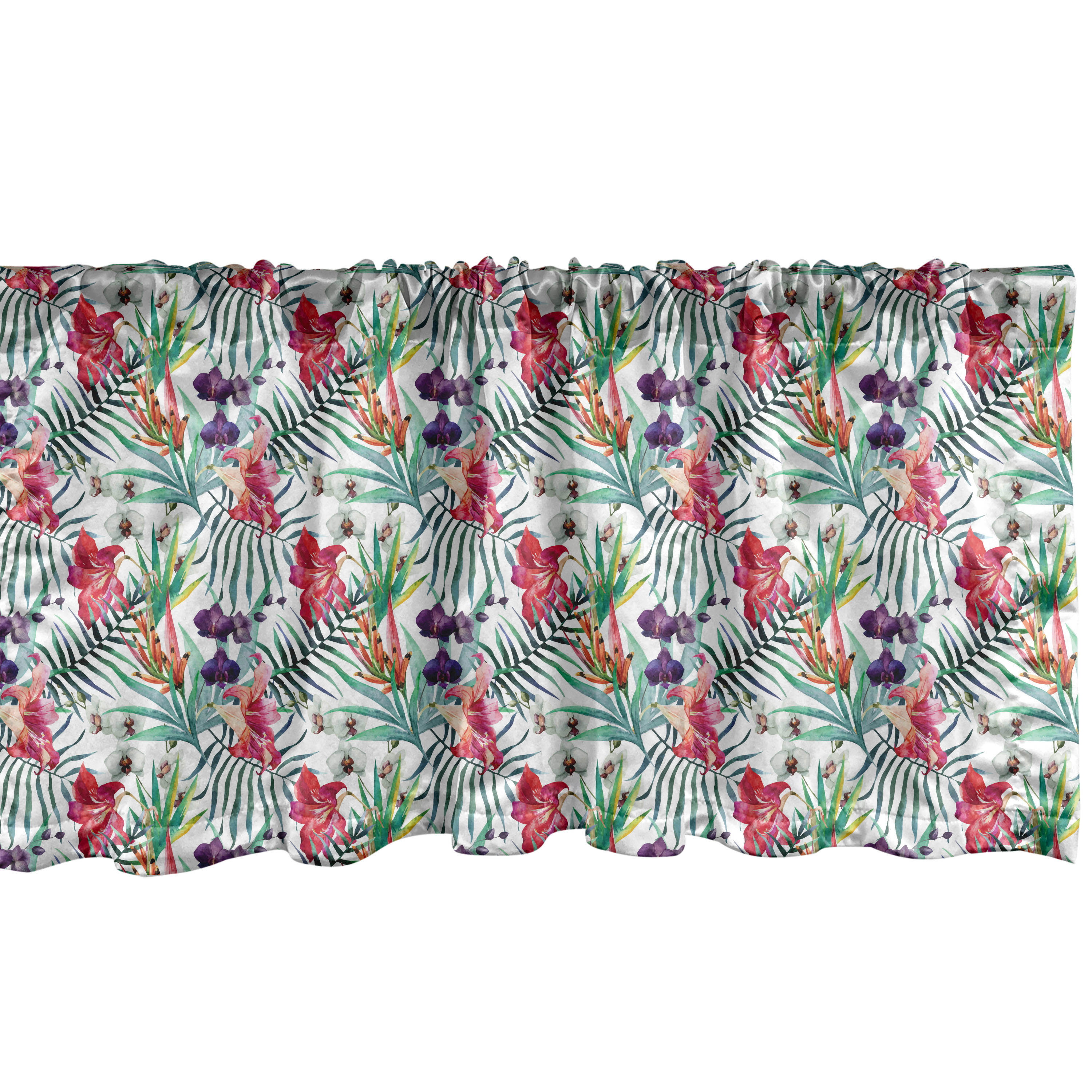 Multicolor Valance Ambesonne Floral Window Valance, Watercolor Art Tropical, 54
