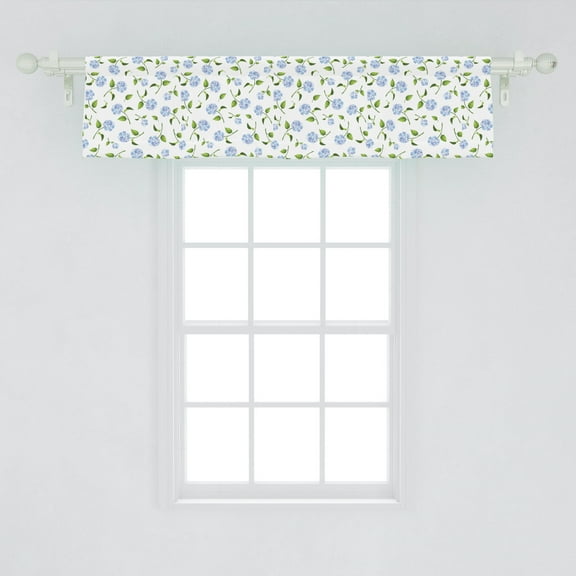 Ambesonne Floral Window Valance, Watercolor Blue Hydrangea, 54" X 12", Ceil Blue Green White