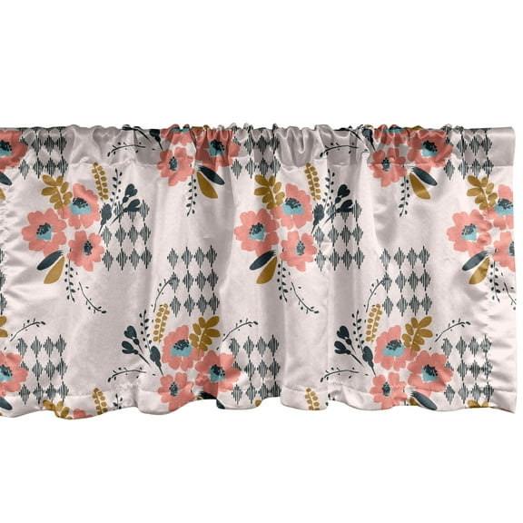 Ambesonne Floral Window Valance, Watercolor Vintage Flowers, 42" x 12", Pale Eggshell Multicolor