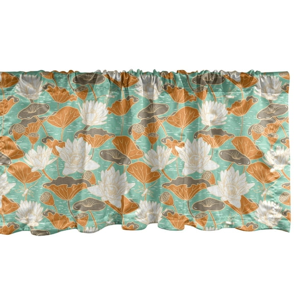 Ambesonne Floral Window Valance, Waterlilies Lotus on Pond, 42" x 12", Seafoam Multicolor