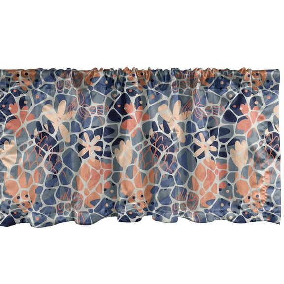 Ambesonne Floral Window Valance, Whimsical Shapes Flowers, 42" x 12", Dark Lavender Salmon