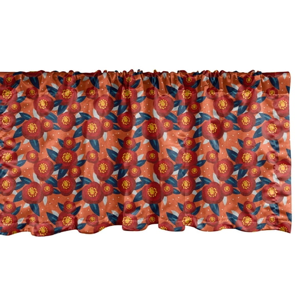 Ambesonne Floral Window Valance, Wild Roses Flower Nectar, 54" X 12", Burnt Sienna Multicolor