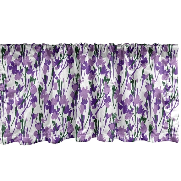 Ambesonne Floral Window Valance, Wild Spring Flower Blossoms, 54" X 18", Lavender Jade Green