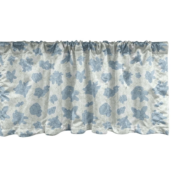 Ambesonne Floral Window Valance, Willow Flowers Pattern, 54" X 12", Pale Blue Slate Blue