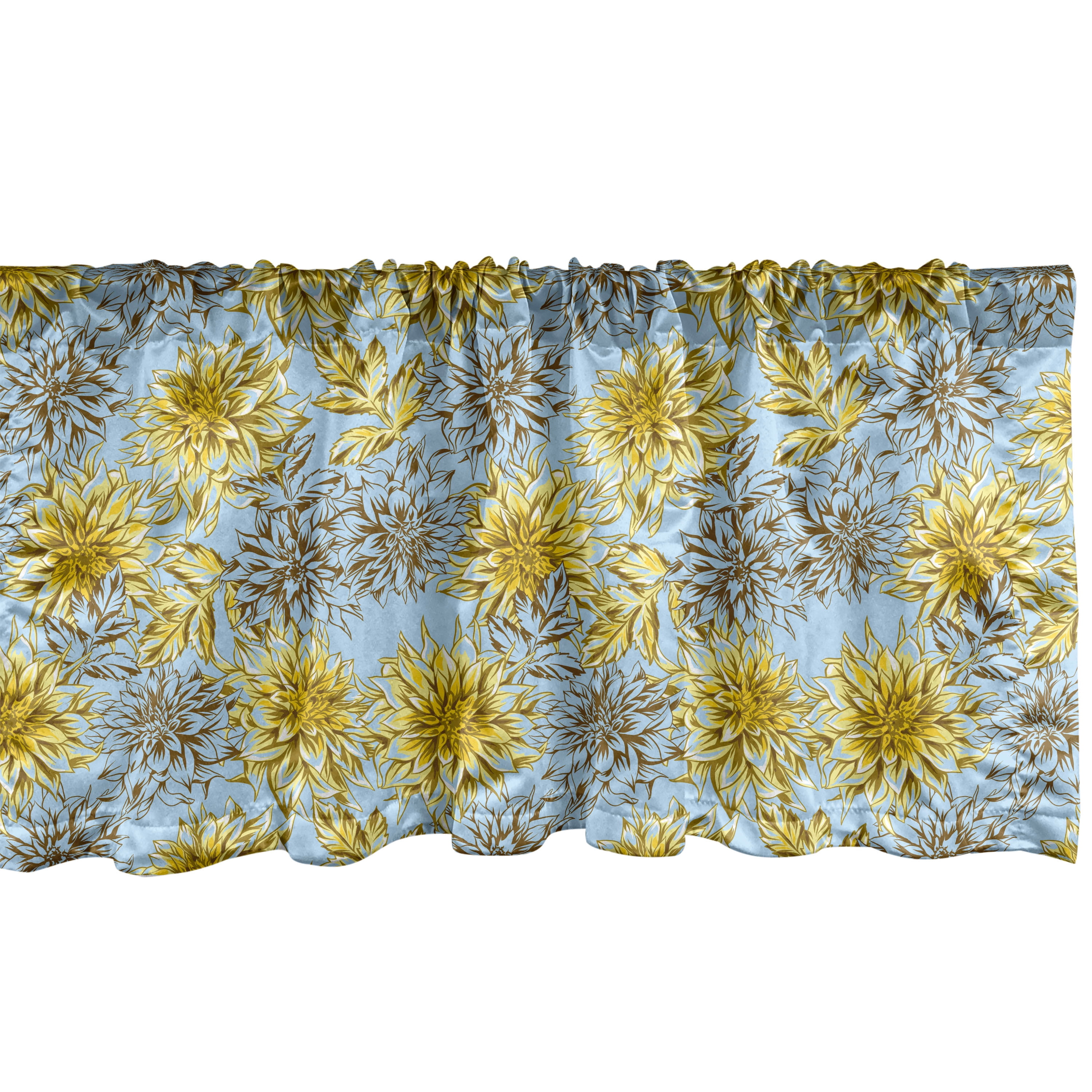 Ambesonne Floral Window Valance, Yellow Dahlias Print, 54