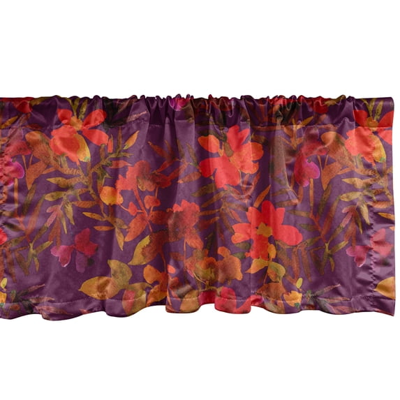 Ambesonne Floral Window Valance with Rod Pocket, Blooming Marigolds Vintage, 54" x 12", Dark Orange and Hot Pink