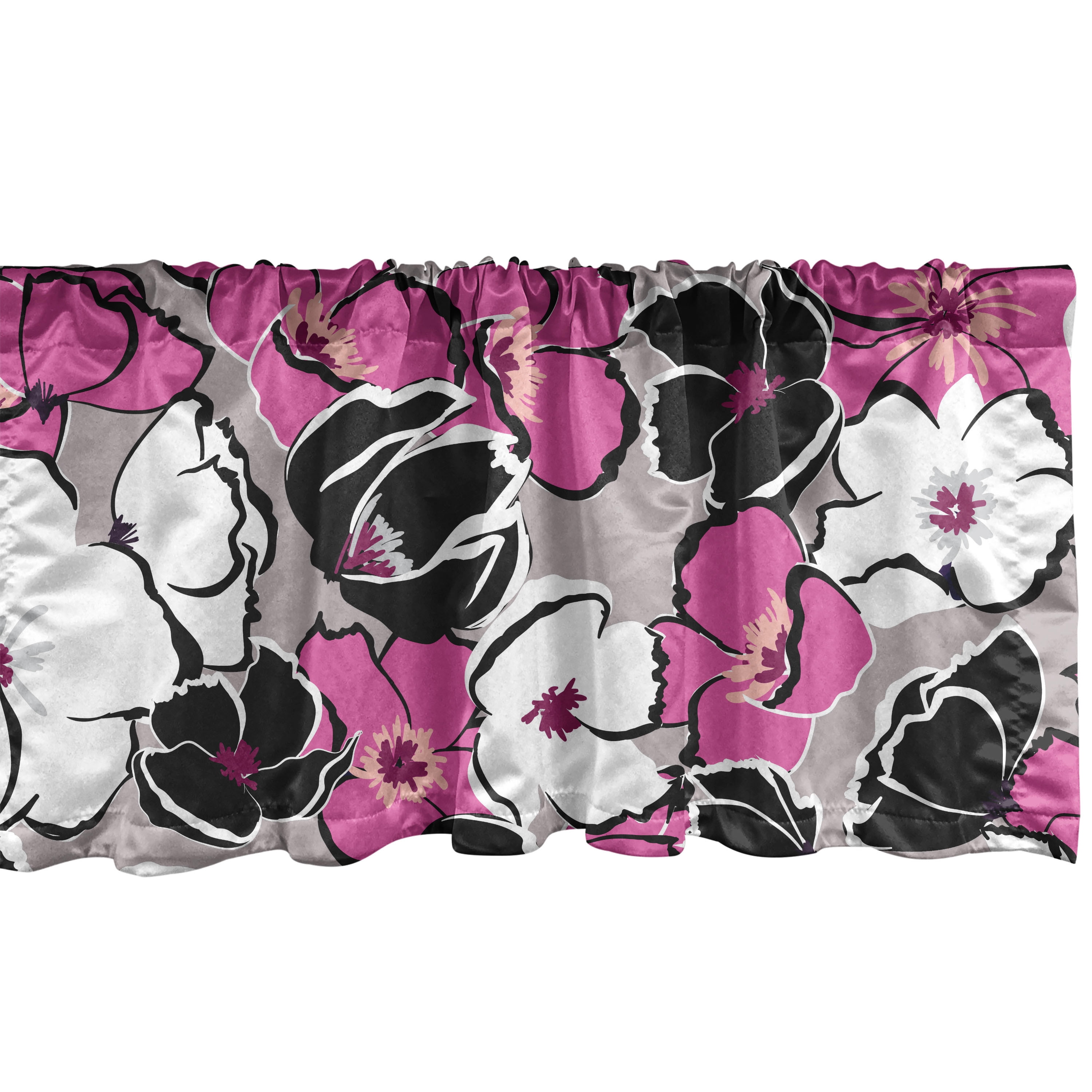 Ambesonne Floral Window Valance with Rod Pocket, Flowers Nature Retro ...