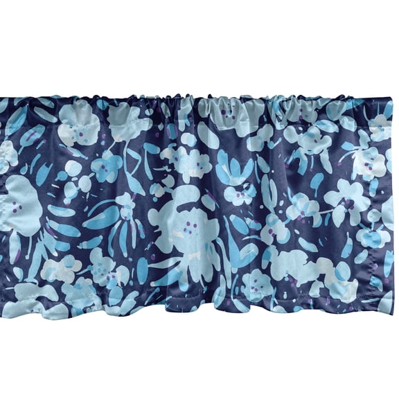 Ambesonne Floral Window Valance with Rod Pocket, Vintage Garden Botanical Art, 54" X 18", Navy Blue and Violet