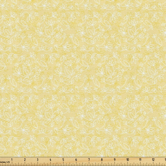 Ambesonne Floral Yellow Fabric by the Yard Upholstery, Pastel, 1 Yard, Yellow Yellow