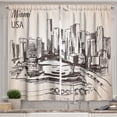 thumbnail image 1 of Ambesonne Florida Kitchen Curtains, Miami Cityscape Sketch, 55"x39", Tan and Dark Brown, 1 of 3
