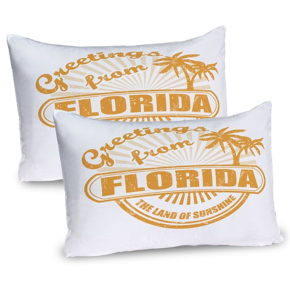 Ambesonne Florida Pillow Sham 2 Pack, Weathered Look Land, 36"x20", Earth Yellow and White