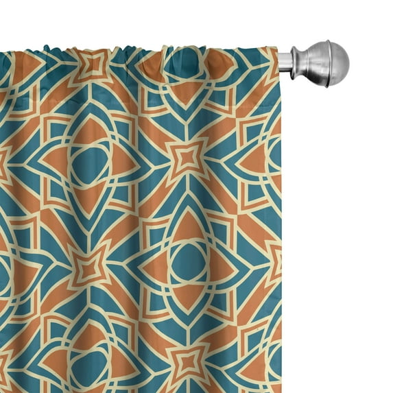 Ambesonne Flower Window Curtains, Conceptual Plants, Each 28" W x 95" L, Petrol Blue Orange