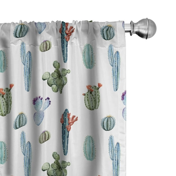 Ambesonne Flower Window Curtains, Desert Hot Mexican South, Each 28" W x 95" L, Blue and Green