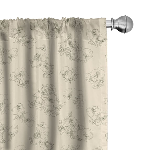 Ambesonne Flower 4-Panel Curtains, Romantic Orchid Branches, 56"x95", Champagne and Olive Green