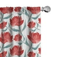 thumbnail image 1 of Ambesonne Flower Window Curtains, Romantic Rose Blooms, Each 28" W x 84" L, Vermilion Slate Blue, 1 of 4
