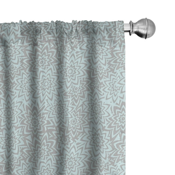 Ambesonne Flower Window Curtains, Summer Blooms Petals, Each 28" W x 63" L, Pale Blue Taupe