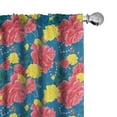 thumbnail image 1 of Ambesonne Flower Window Curtains, Valentine's Rose Blossoms, Each 28" W x 84" L, Coral Violet Blue, 1 of 4