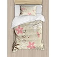 thumbnail image 1 of Ambesonne Flower Art Duvet Cover Sets, Flying Dragonflies, 2-Twin, Brown Tan, 1 of 4