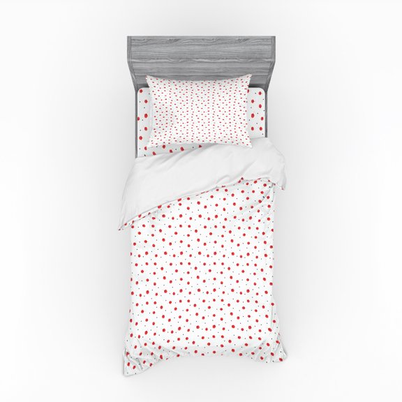 Ambesonne Flower Bedding Set 3 Pcs, Calico Style Bloom, Twin, Dark Coral White