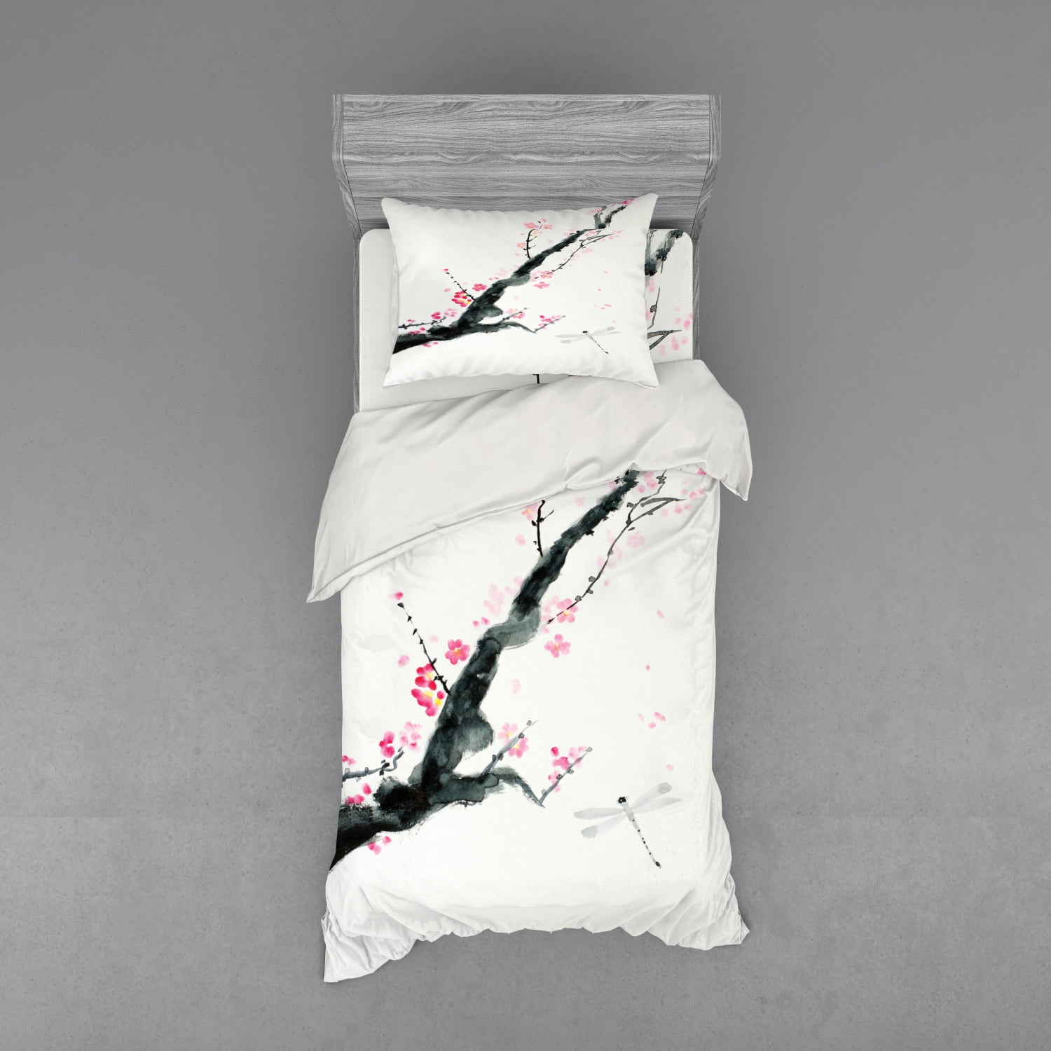 Twin Cherry Blossom White and Pink Duvet Cover Set