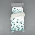 thumbnail image 1 of Ambesonne Flower Bedding Set 3 Pcs, Poppy Flora Windy Day, Twin XL, White Teal, 1 of 3