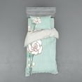 thumbnail image 1 of Ambesonne Flower Bedding Set 3 Pcs, Romantic Rose Pearls, Twin, Pale Blue White Pink, 1 of 2