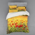 thumbnail image 1 of Ambesonne Flower Bedding Set 4 Pcs, Field with Poppies Farm, Queen, Yellow Red Green, 1 of 3