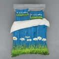 thumbnail image 1 of Ambesonne Flower Bedding Set 4 Pcs, Spring Grass and Daisy, Queen, Blue Green White, 1 of 3