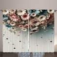 thumbnail image 1 of Ambesonne Flower Curtains 2 Panel Set, Realistic Gentle Floral Boho, 108" x 84", Pale Eggshell Rose Blue, 1 of 2