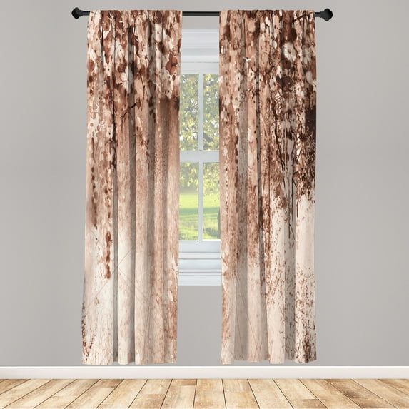 Ambesonne Flower Curtains, Abstract Blossoms Florets, Pair of 28"x84", Pale Salmon