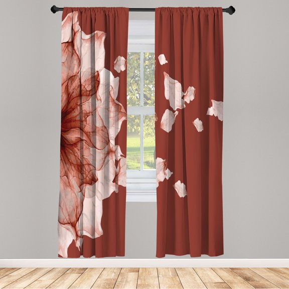 Ambesonne Flower Curtains, Abstract Futuristic Artwork, Pair of 28"x63", Burgundy
