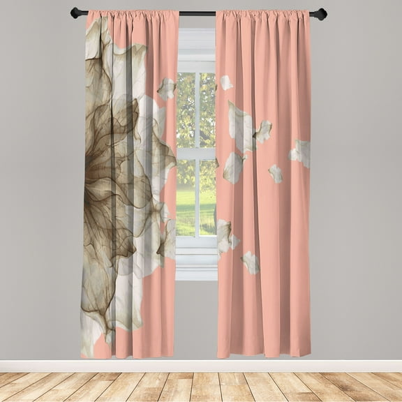 Ambesonne Flower Curtains, Abstract Futuristic Artwork, Pair of 28"x63", Pastel Pink