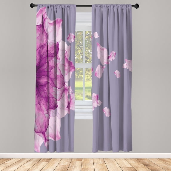 Ambesonne Flower Curtains, Abstract Futuristic Artwork, Pair of 28"x84", Dark Magenta