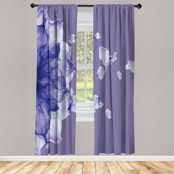 Ambesonne Flower Curtains, Abstract Futuristic Artwork, Pair of 28"x84", Lavender Blue